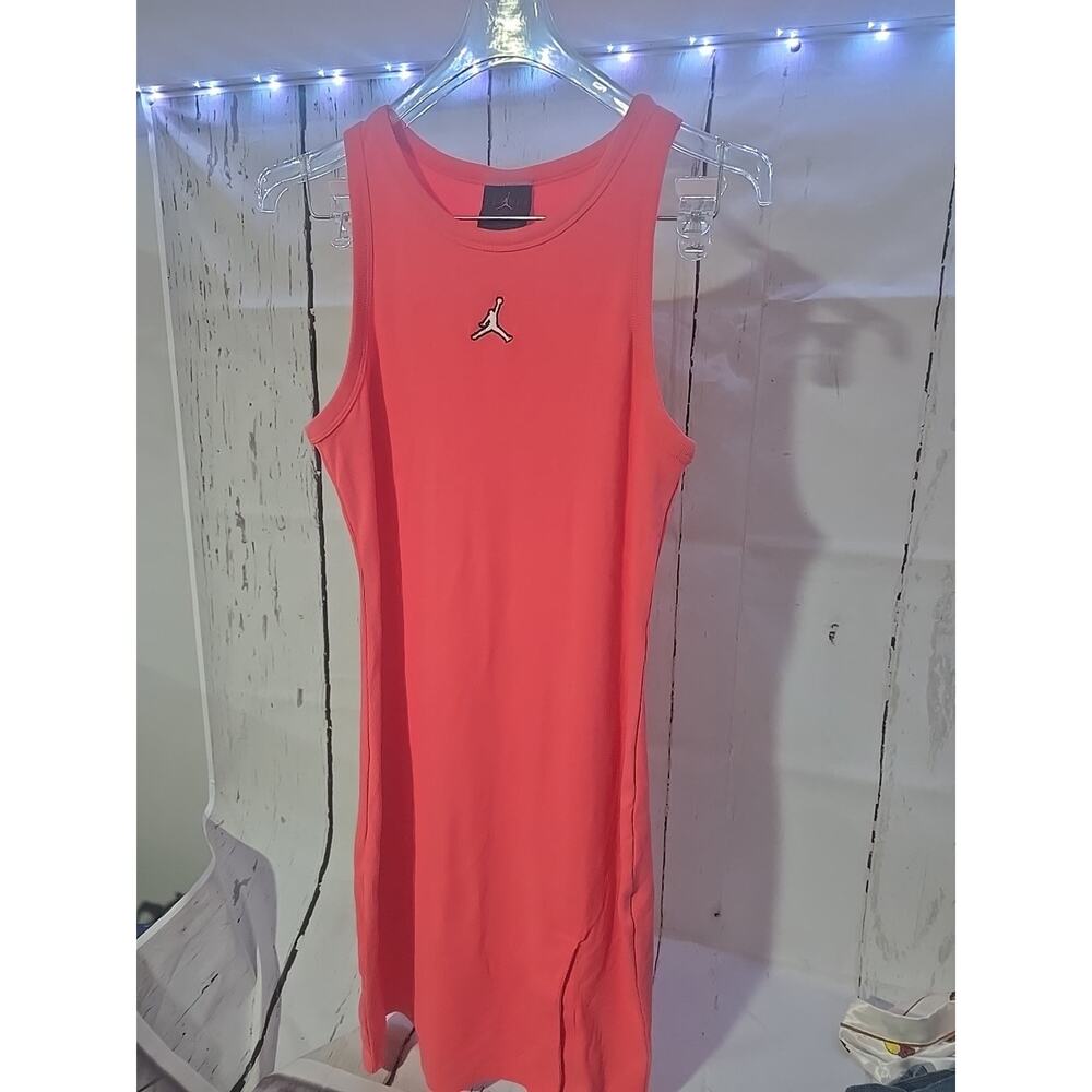Nike Jordan Ribbed Slit Hem Body-Con Dress Pink Size Medium‎